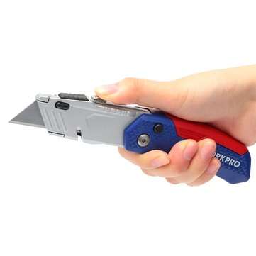 WORKPRO W011017N Folding Utility Kni-fe Safety Box Cutter with 13pcs Blades Included Multi Tools
