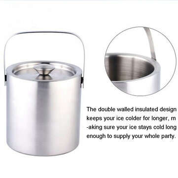 1.3L Ice Bucket Double Insulated Handle Double Wall Insulated Bucket Tongs