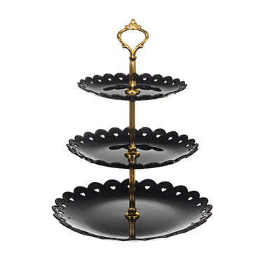 3 Tier Cupcake Stand Dessert Afternoon Tea Plate Party Wedding Food Tableware (COLOR: BLACK)