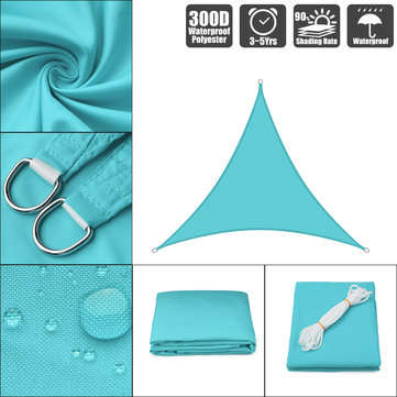 300D 160GSM Heavy Duty Sun Shade Sail Waterproof UV Garden Patio Awning Canopy Tent Sun... (SIZE: L)