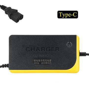 60V 3A Lithium Battery Charger For Skateboard Single-wheeled Electric Bicycle (TYPE: C)
