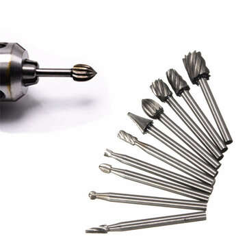 10pcs 1/8 Inch Shank Milling Rotary File Burrs Bit Set Wood Carving Rasps Router Bits Grinding Head
