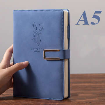 A5 Journal Notebook Faux Leather Magnetic Buckle Book With Lined 416 Pages Diary N... (COLOR.: BLUE)