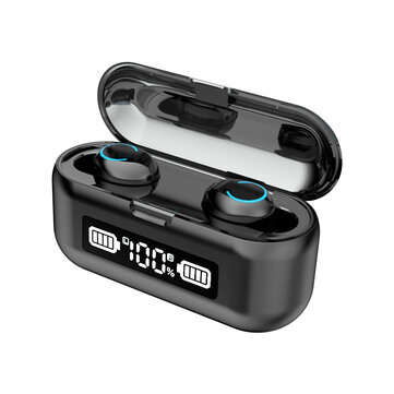 F9 TWS Wireless bluetooth 5.1 Earphone Mini Portable 2000mAh Power Bank IPX7 Water... (COLOR: BLACK)