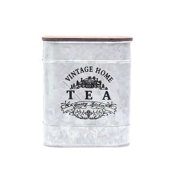 Tea Coffee Sugar Storage Jars Wooden Lid Sealed Box for Kitchen Metal Canister Tin Jar ... (TYPE: A)