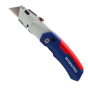 WORKPRO W011017N Folding Utility Kni-fe Safety Box Cutter with 13pcs Blades Included Multi Tools