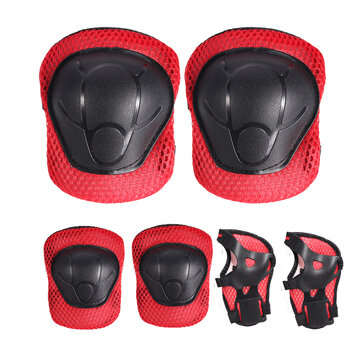 6Pcs/Set Children Skating Bike Protective Gear Sets Knee Elbow Pads Bicycle Skateboa... (COLOR: RED)