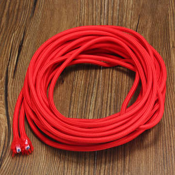 10M 2 Cord Color Vintage Twist Braided Fabric Light Cable Electric Wire  (COLOR.: BRIGHTRED)