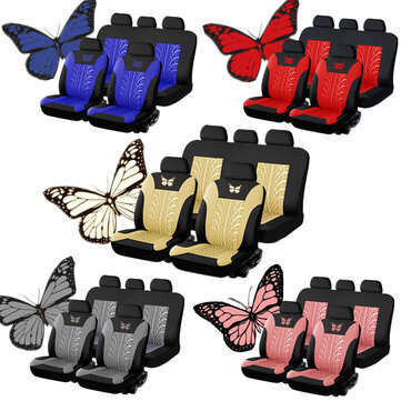 Auto Seat Covers Decor Car Truck SUV Van Universal Protectors Fro... (COLOR: BEIGE | QUANTITY: 5PCS)