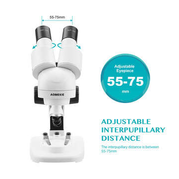 AOMEKIE 20X Binocular Stereo Microscope Top LED HD Image PCB Solder Phone Repair Specimen Mineral Wa