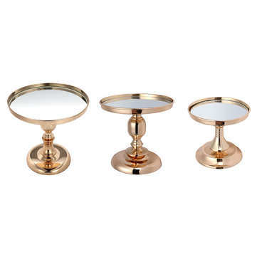 Gold Plated Mirror Cake Pan Stand Glass Round Wedding Display Pedestal 8 10 12 Inch (SIZE: 8INCH)