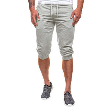 MODCHOK Men`s 3/4 Jogger Capri Pants Sport Shorts Elastic Sweatpan... (SIZE: 2XL | COLOR: LIGHTGRAY)