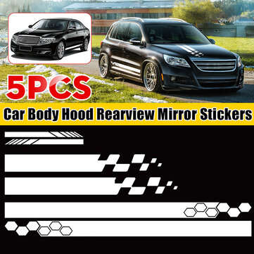 5pcs Universal Car Side Body Stripe Sticker DIY Decal Trim Hood Rear View Mirror (COLOR: WHITE)