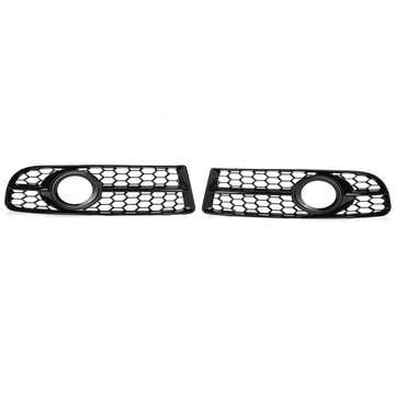 Glossy Black Honeycomb Fog Light Grille Cover For Audi A4 B7 S-Line S4 2005-2008