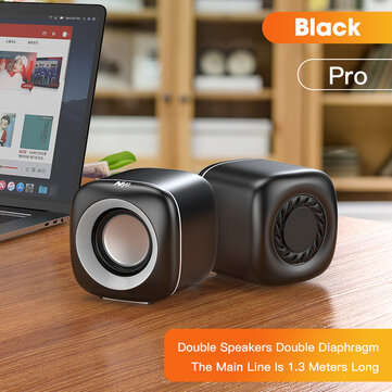 Niye Wire Control Multimedia USB Audio MINI Speaker Bass Sound Box S... (TYPE: UPGRADEDVERSIONBLACK)