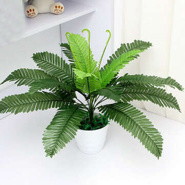 Lifelike Artificial Silk Boston Fern Bush Potted Plant Tree Home Office Decor