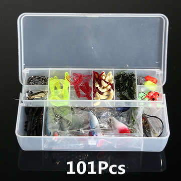 ZANLURE 101Pcs Fishing Lure Spinners Plugs Spoons Soft Bait Pike Trout Salmon+Box Set