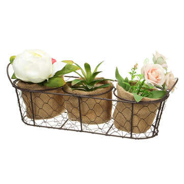 Vintage Wire Baskets Three Baskets Rattan Hanging Flower Pot Food Baking Supplies Storage Basket