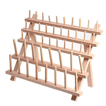 46 Spools Folding Wooden Embroidery Sewing Thread Stand Cone Holder Storage Rack
