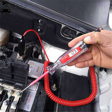3-48V Car Digital Electric Voltage Tester Pen Probe Detector Diagnostic Tool with LCD Screen Spring