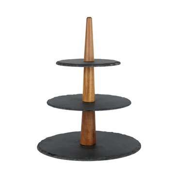 Sushi Sashimi Wooden Rock Tray Dessert Cake Dinner Cupcake Display Holder Stand (LAYERS: 3LAYERS)