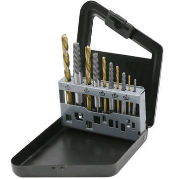 10Pc HSS Screw Extractor Left Hand Cobalt Drill Bit Set Easy to Lift from Broken Bolt Tools With Iro