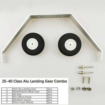 A Set 25-40 Class Landing Gear Kit Electronic Aluminum RC Wheel for RC Plane Fixed Wing