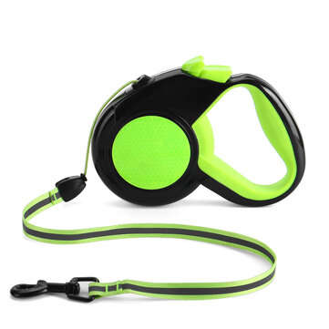 3/5/8m Reflective Dog Lead Retractable Nylon Cat Lead Puppy Walking Runn... (SIZE: L | COLOR: GREEN)