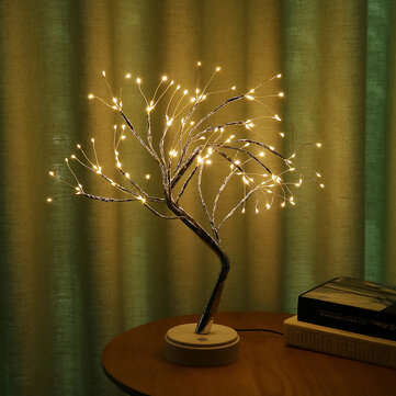 108 LED 3D Tree Table Lamp USB Battery Dual Use Night Light for Home Holiday Bedroom Indoor Kids Bar