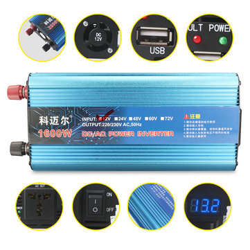 DC 12V to AC 220V 1600W LCD Digital Solar Power Inverter Adapter Converter Charger