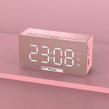 Bakeey D7 LED Alarm Clock Speaker Luminous Multi-function Retro bluetooth 5.0 Louds... (COLOR: PINK)