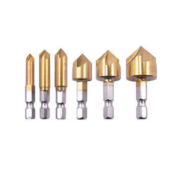 Drillpro 25pcs Woodworking Chamfer Countersink Drill Bit Set Step Drill Bits 5 Flute 90 Degree Count