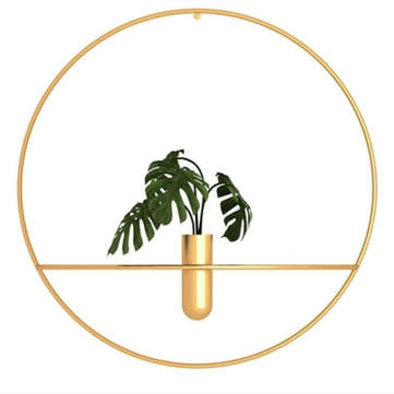 3D Metal Candlestick Wall Hanging Geometric Round Candle Holder Home Decor (COLOR.: GOLD)