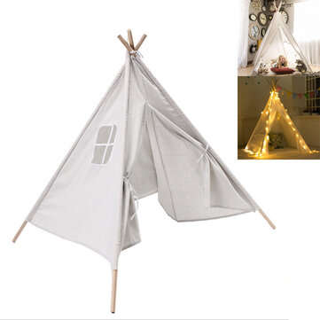 51`` White Height Canvas Kids Play Teepee Tent for Aged More Than 3 Years Old Playing Taking Picture