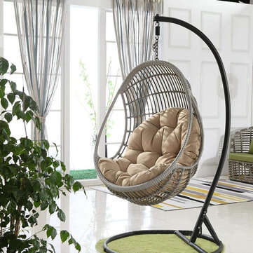 Chair Cushion Hanging Egg Rattan Swing Seat Pads Garden Patio Indoor Outdoor (COLOR: KHAKI)