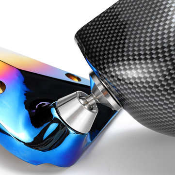 Pair Universal F1 Style Car Side Mirror Carbon Fiber Look Metal Bracket Cover with Blue Mirror Set