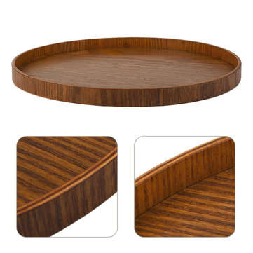 Wooden Tea Round Plate Hand-made Natural Fruit Food Tableware Serving Tray Solid Food Plate