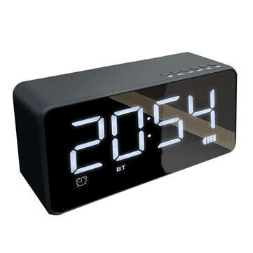 Bakeey Q31 bluetooth Speaker Alarm Clock Mirror LED Digital FM Radio TF AUX Deskto... (COLOR: BLACK)