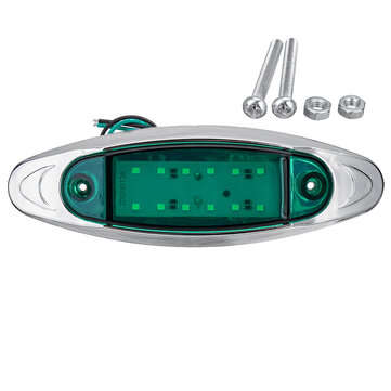 1PC 12/24V LED Oval Side Marker Light Indicator Chrome Bezel For Car Truck Trailer... (COLOR: GREEN)