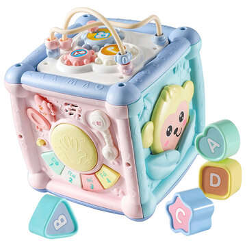 Baby Multifunctional Hexahedron Toys Piano Drum Puzzle Early Educational Music Toys