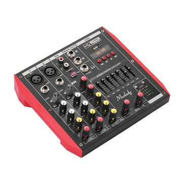 ELM D4 4 Channel Audio Bluetooth Mixer Mixing Console with 7-Band EQualizer USB Phantom Power 48V