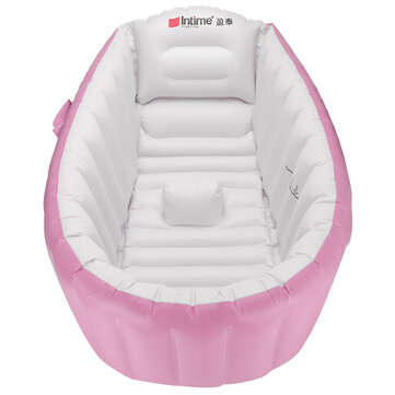 Portable Baby Inflatable Bathtub Thickening Folding Washbowl Tub-Pink/Blue (COLOR: PINK)