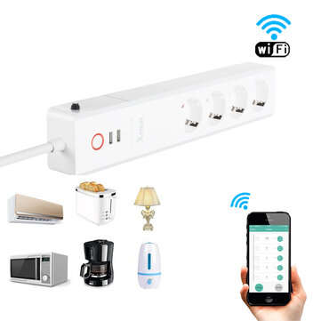 XENON WiFi Smart Power Strip 16A Multiple Outlet Extension Cord with 2 * USB Ports / 4 * AC Outlets