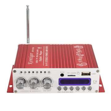 Kentiger HY-V10 Mini bluetooth Hi-Fi Stereo Amplifier Bass Booster MP4 12V for C... (COLOR.: RED)