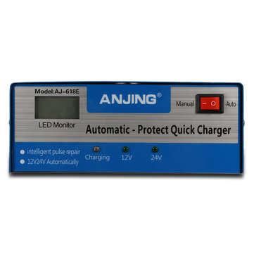 LCD 12V/24V Intelligent Automatic Battery Charger Pure Copper Charger Pulse Repair Type Maintainer f