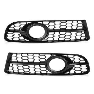 Glossy Black Honeycomb Fog Light Grille Cover For Audi A4 B7 S-Line S4 2005-2008