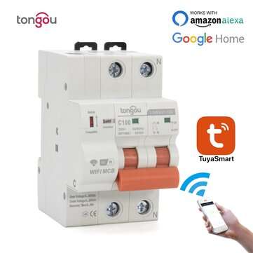 Tongou 2P WIFI Circuit Breaker Timer Remote Control with Overload and Overvoltage/... (CURRENT: 40A)