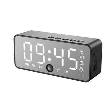 Bakeey G50 Mirror Alarm Clock bluetooth Speaker With FM Radio LED Mirror Snooze Wi... (COLOR: BLACK)