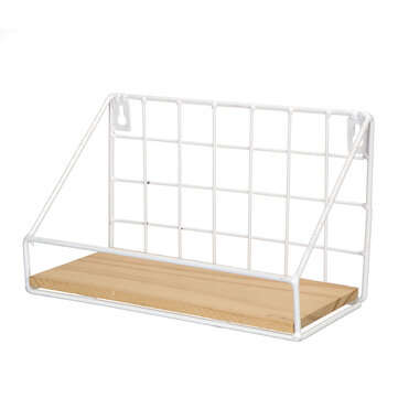 Industrial Floating Shelves Wood Metal Wall Shelf Hanging Rack Vintage Wall Storag... (COLOR: WHITE)