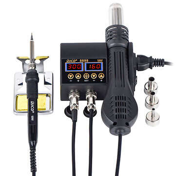 JCD 8898 2 in 1 750W Soldering Station Hot Air Heater LCD Digital Display Sold... (PLUG: 110VUSPLUG)